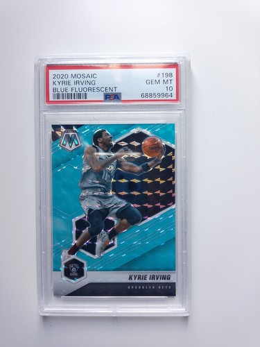 2020-21 Mosaic Blue Fluorescent Prizm Kyrie Irving /15 PSA 10