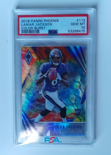 2018 Panini Phoenix Lamar Jackson Color Burst RC Rookie PSA 10