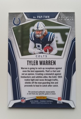 2025 Phoenix Tyler Warren RC /299 + Omarion Hampton /699 - photo 3