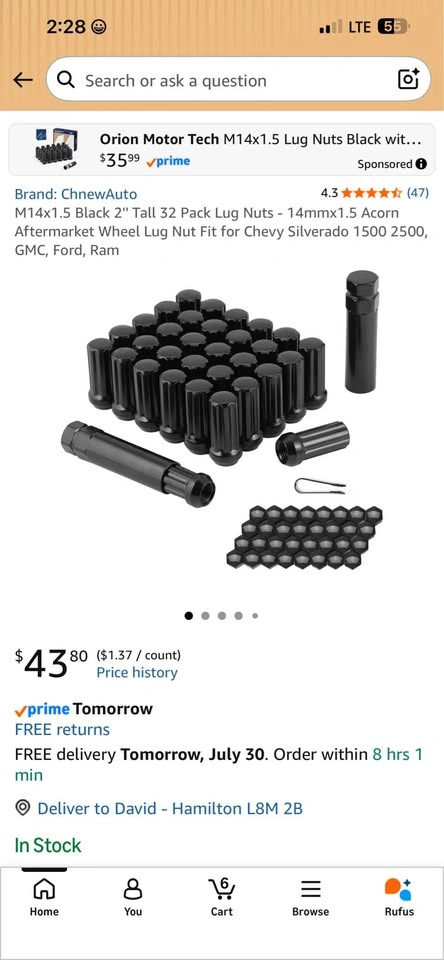 ChnewAuto M14x1.5 Black 2" Tall 32 Pack Lug Nuts - photo 2