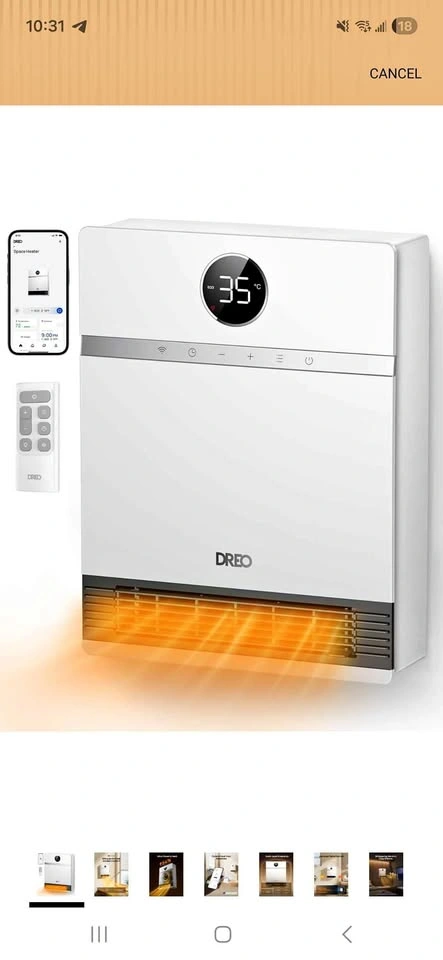 DREO Smart Wall Heater, IP24 Electric PTC Space Heater
