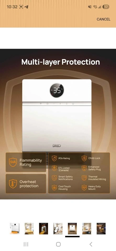 DREO Smart Wall Heater, IP24 Electric PTC Space Heater - photo 5