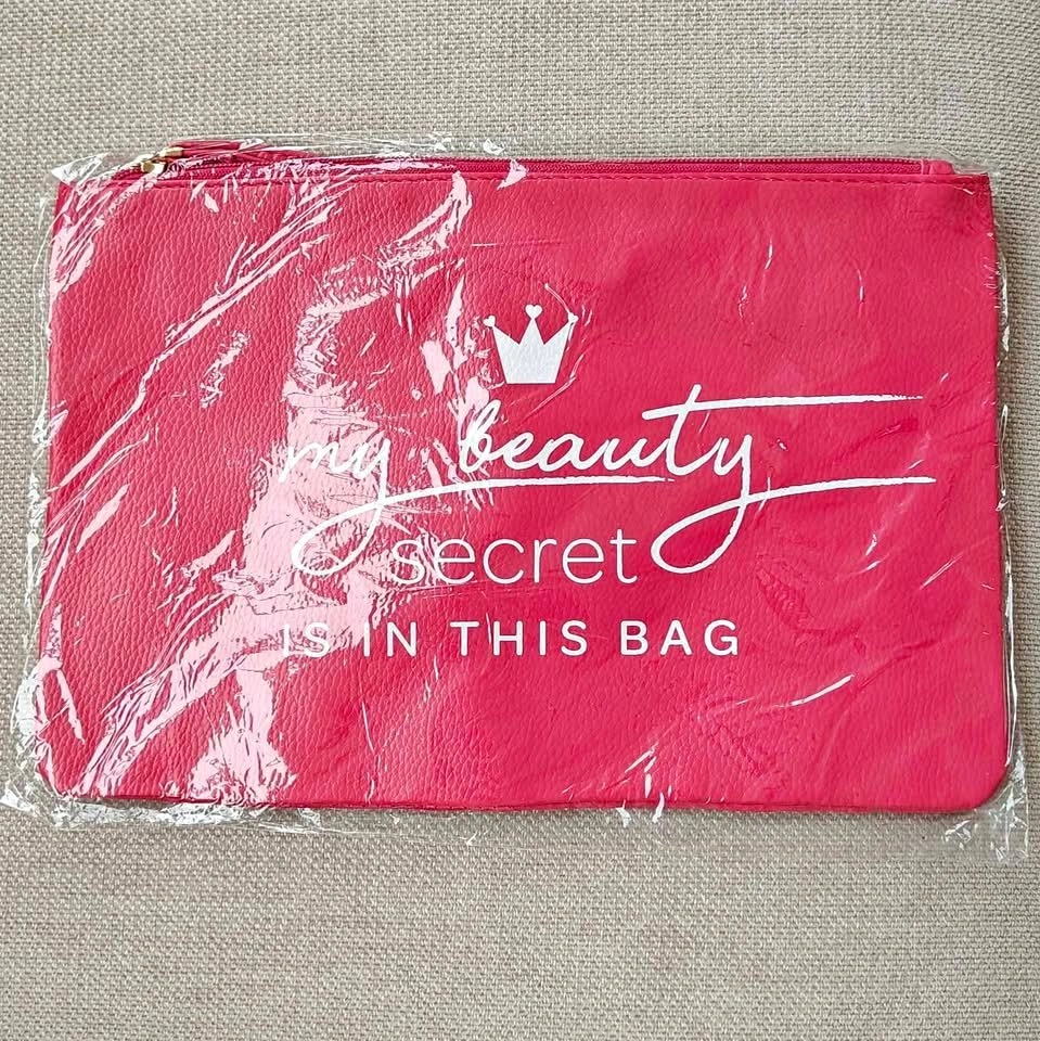 Pink "My Beauty Secret Is In This Bag" Cosmetic Pouch