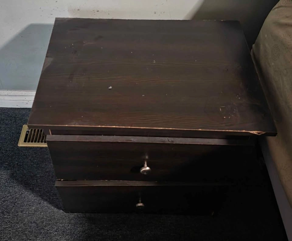 Standard black particle board night stand (3) $15 each - photo 2