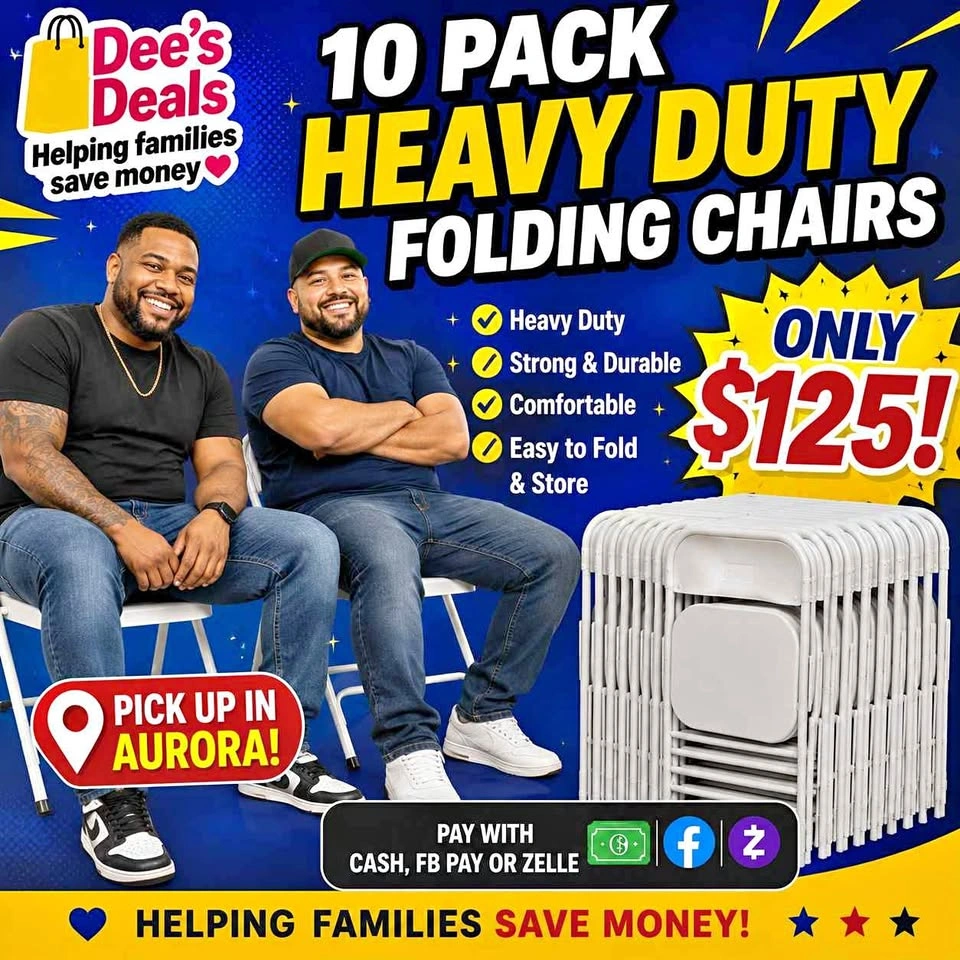 10 Pack HEAVY DUTY FOLDING CHAIRS BRAND NEW IN BOX ONLY $125