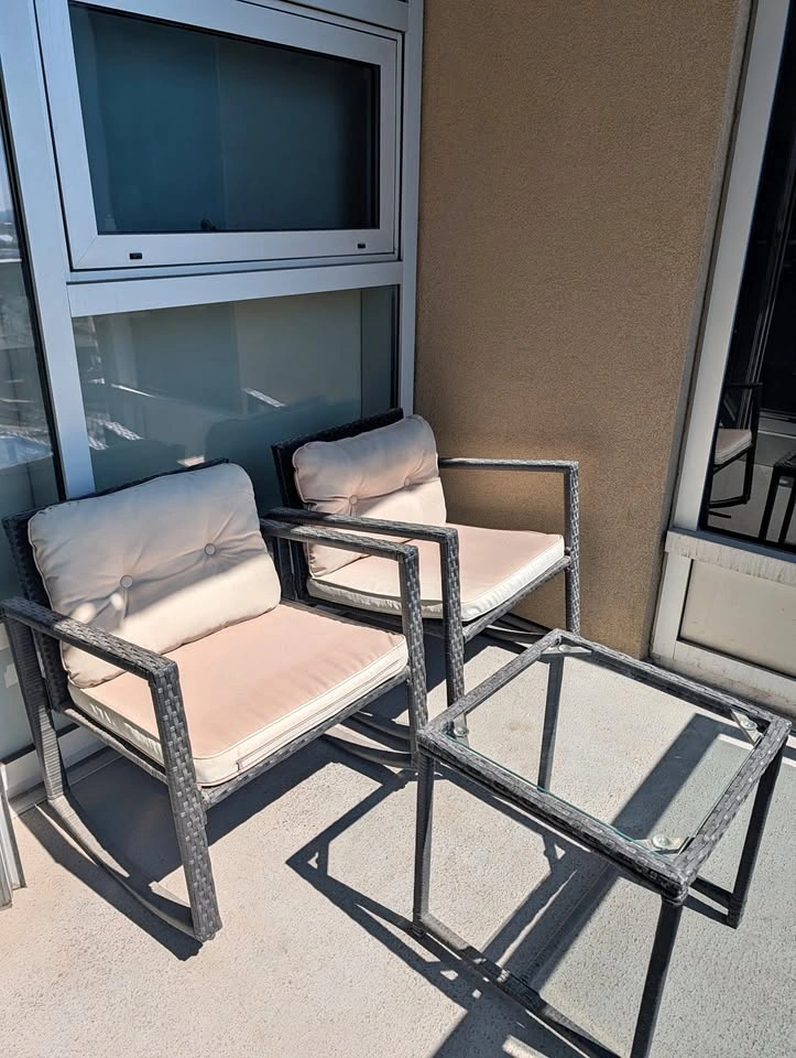 3-Piece Outdoor Wicker Rocking Chair Set