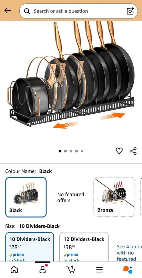 Expandable Pan and Lid Organizer Rack 10 Dividers Black - photo 2