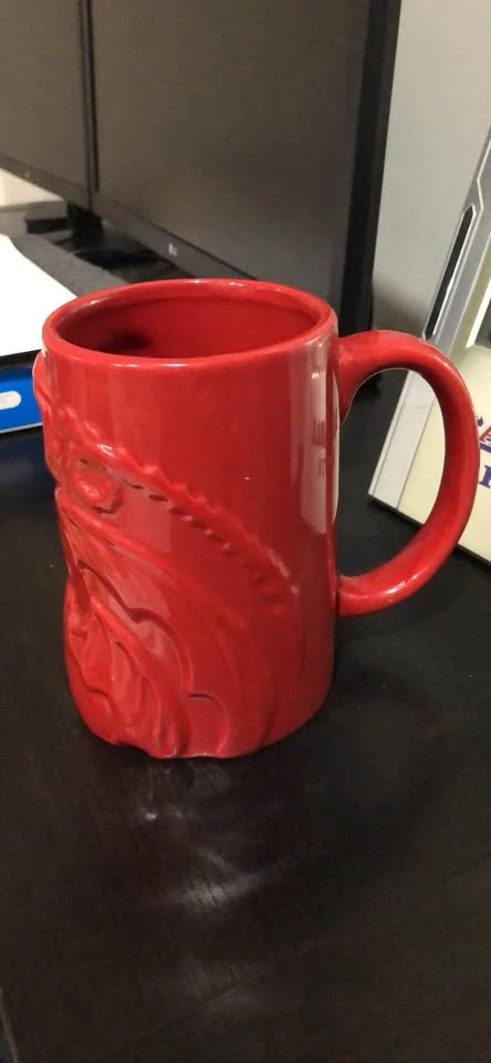 Red Ceramic Dragon Relief Mug - photo 3
