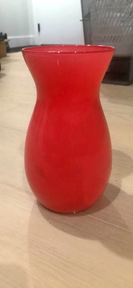 Red Glass Flower Vase