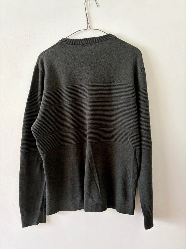 H&M Men’s Dark Olive / Forest Green Textured Knit Sweater (Mediu - photo 5