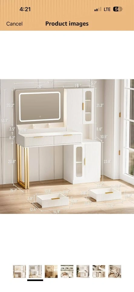 42" Modern Makeup Vanity Desk with Mirror and Lights - photo 3