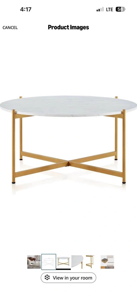 BELLEZE Beret 36 Inch Round Coffee Table