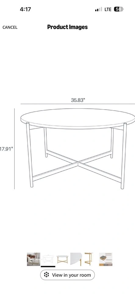 BELLEZE Beret 36 Inch Round Coffee Table - photo 5