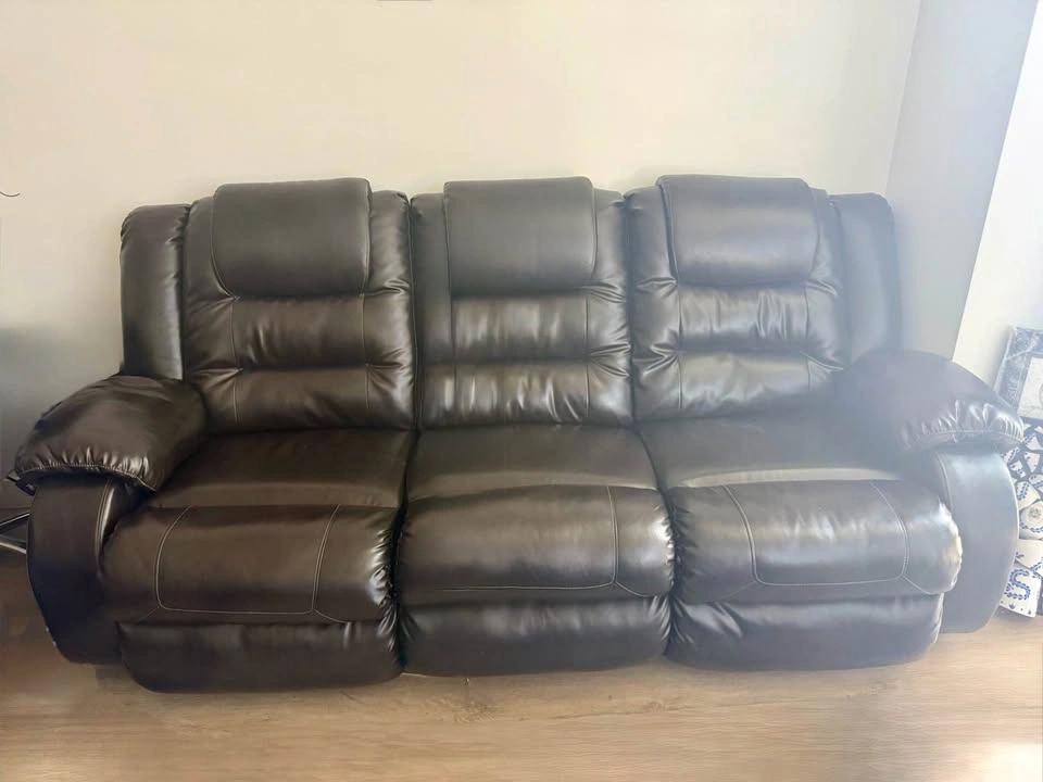 Dark brown leather recliner couches for sale