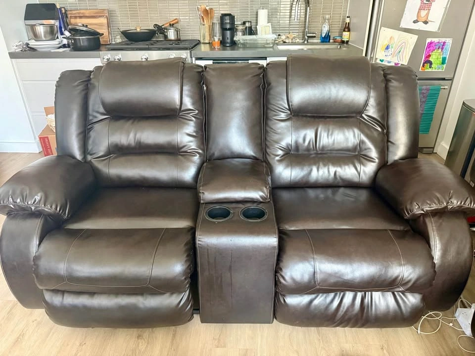 Dark brown leather recliner couches for sale - photo 3