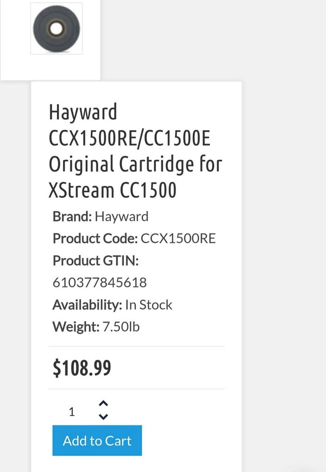 Hayward CCX1500RE/CC1500E Original Cartridge for XStream CC1500 - photo 2