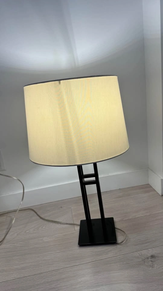 Modern Table Lamp – Beige Shade & Black Base - photo 2