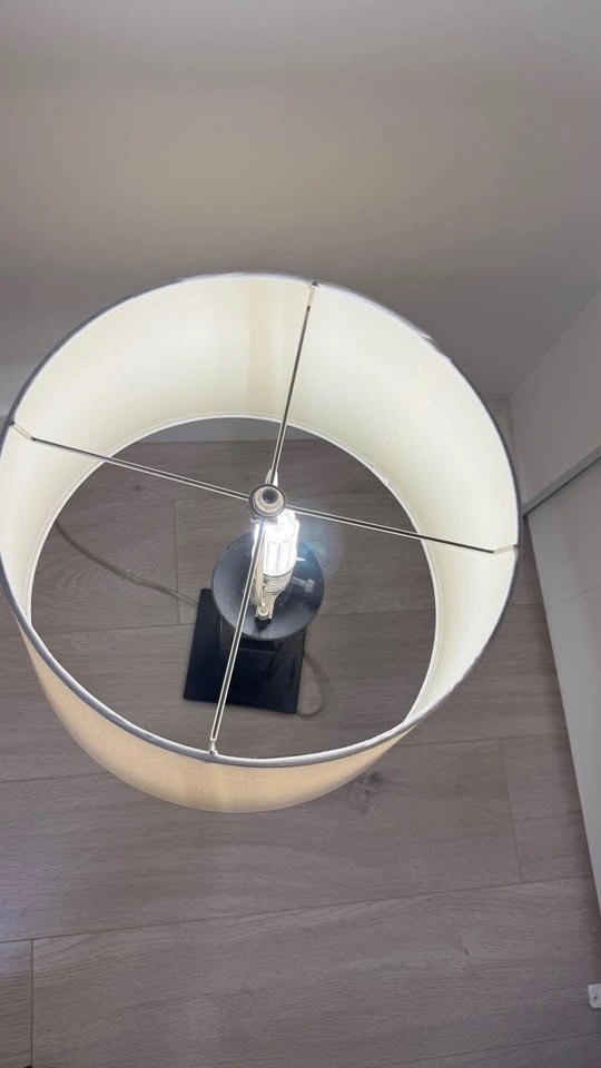 Modern Table Lamp – Beige Shade & Black Base - photo 3