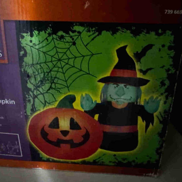Home Accents Airblown Inflatable Witch and Pumpkin Combo