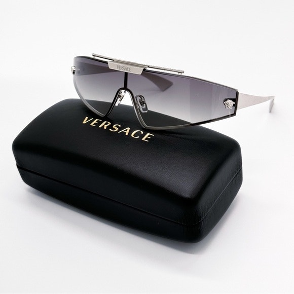 Versace shield-style rimless sunglasses
