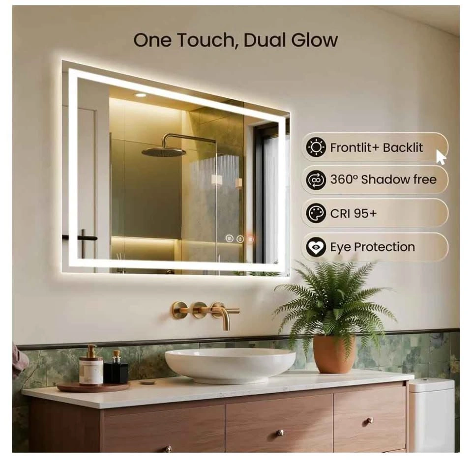 40"x30" LED Bathroom Mirror - Anti-Fog, Dimmable, Frameless - photo 5