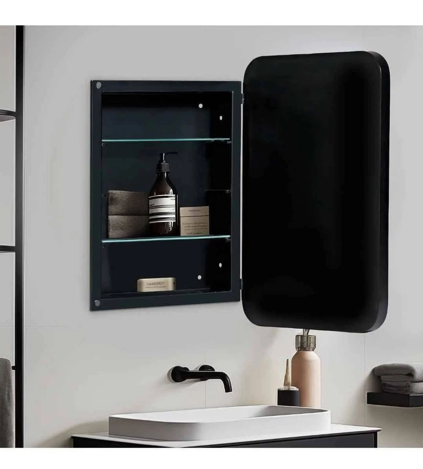 Brand new Black Medicine Cabinet Mirror with 2 Shelves - photo 2