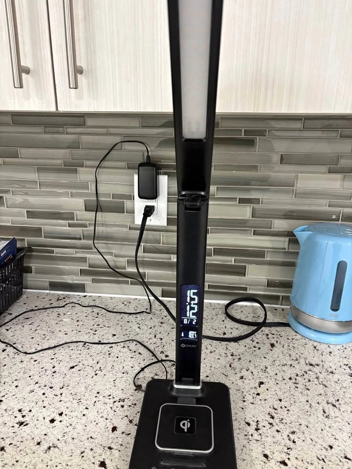 OttLite LED Desk Lamp with Digital Clock & Qi Wireless Charging