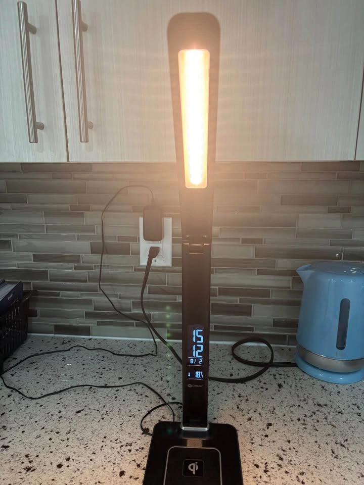 OttLite LED Desk Lamp with Digital Clock & Qi Wireless Charging - photo 2
