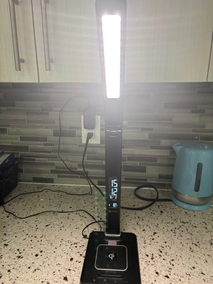 OttLite LED Desk Lamp with Digital Clock & Qi Wireless Charging - photo 3