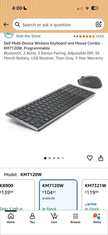 Dell Multi-Device Wireless Keyboard and Mouse Combo - KM7120W - photo 2