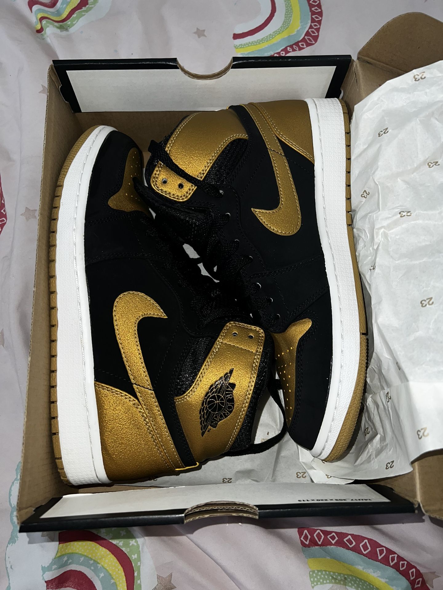 Air Jordan 1 Retro High Melo Metallic Black Gold White 8.5 - photo 2