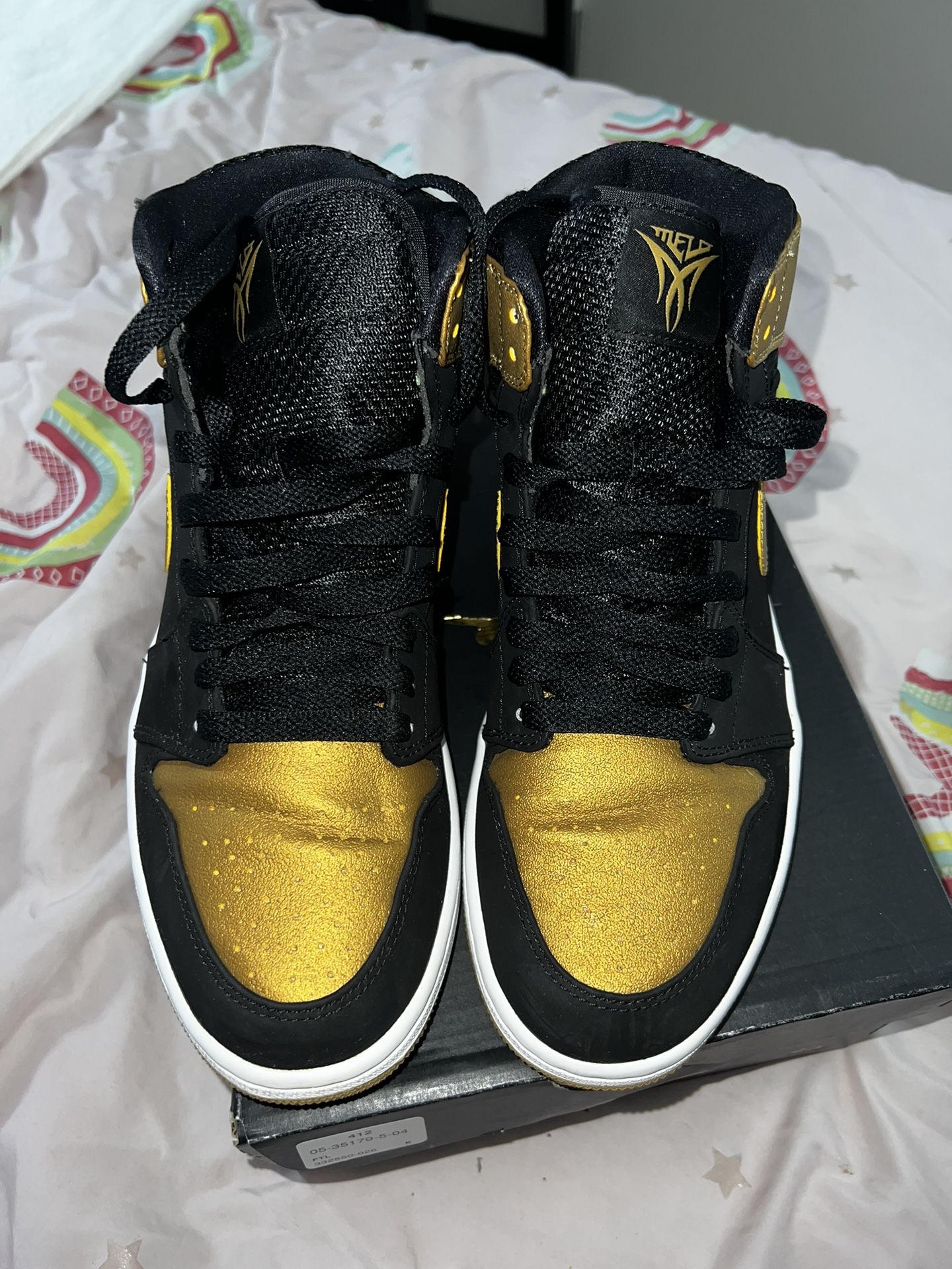 Air Jordan 1 Retro High Melo Metallic Black Gold White 8.5 - photo 3