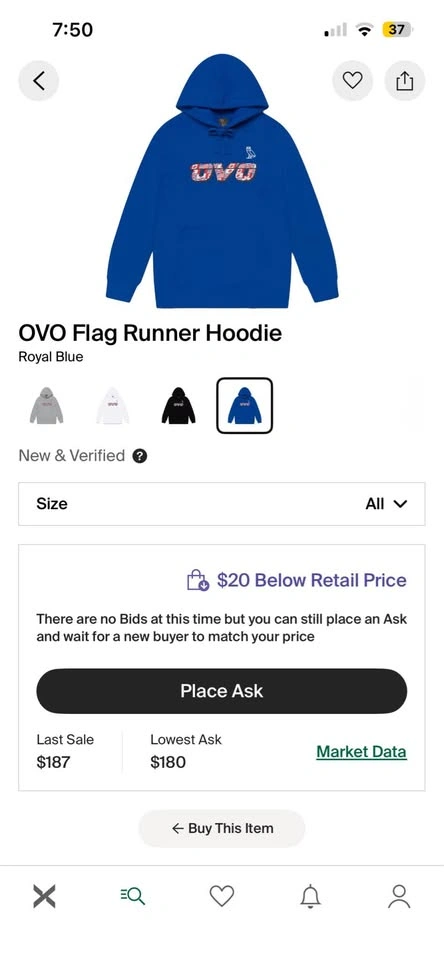 OVO Flag Runner Hoodie size Small - photo 2
