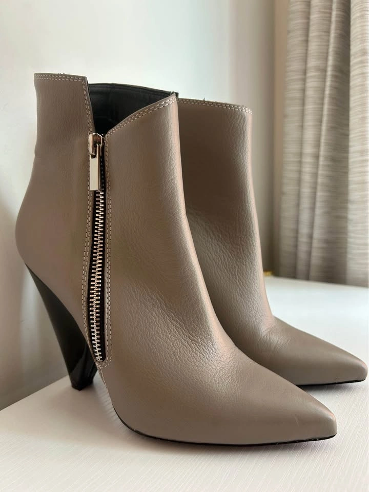 YSL Saint Laurent Paris Grey Leather Ankle Booties EU 35 - photo 3