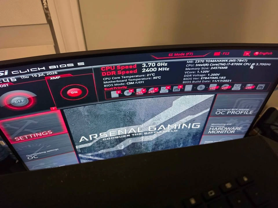 I7 8700K, 24GB DDR4, MSI Z370 TOMAHAWK - photo 2