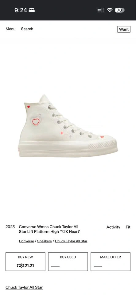 Converse Women's Chuck Taylor All Star Lift Platform Y2K Heart - photo 3
