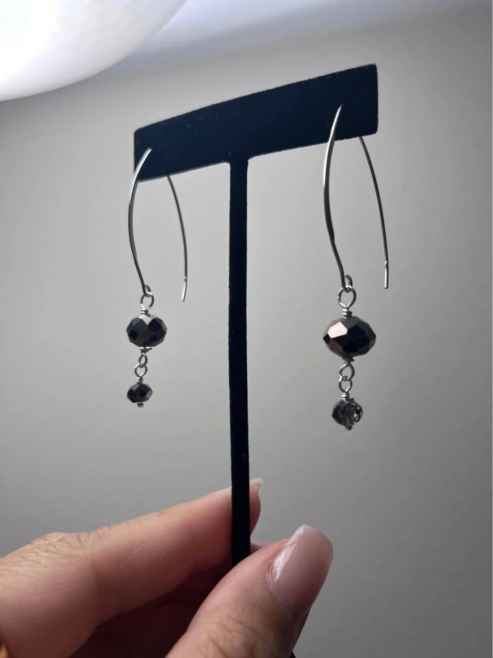 Sterling Silver Earrings Smoky Glass - photo 2