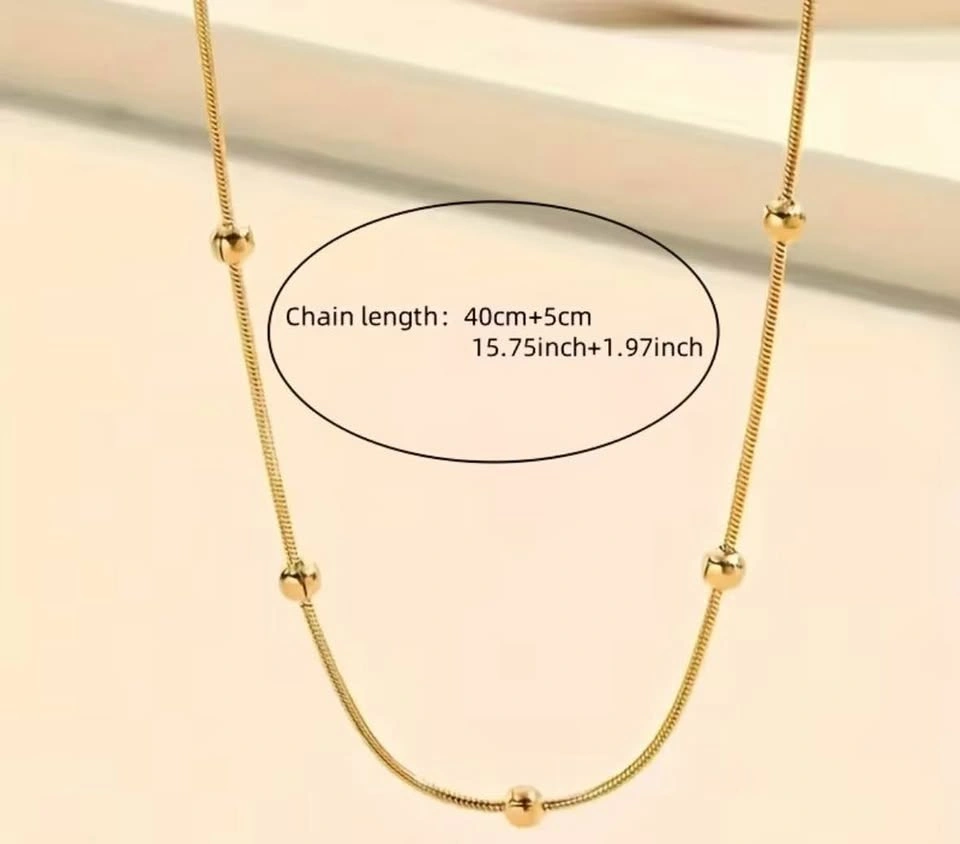 Beaded Snake Chain 16” 18K Gold Plated Stainless Steel - photo 2