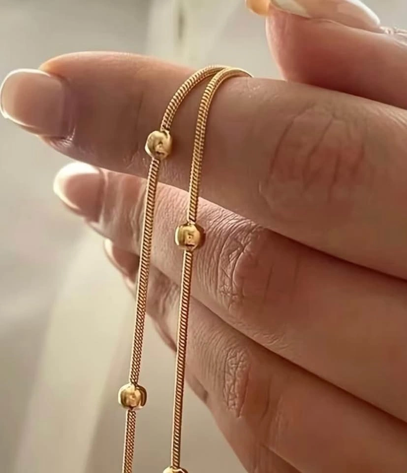 Beaded Snake Chain 16” 18K Gold Plated Stainless Steel - photo 3