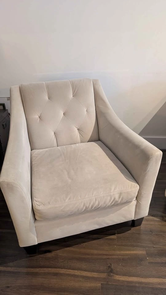 Pair of Cream/Beige Microfiber Accent Chairs - photo 2