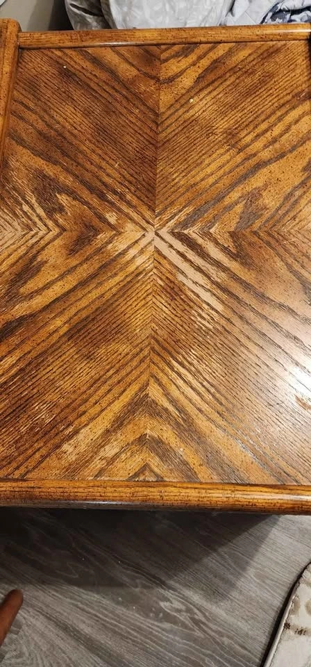 Vintage Oak and Cane Coffee Table and End Table Set - photo 3