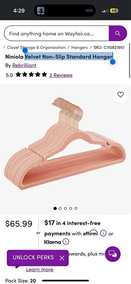 Velvet Non-Slip Standard Hanger