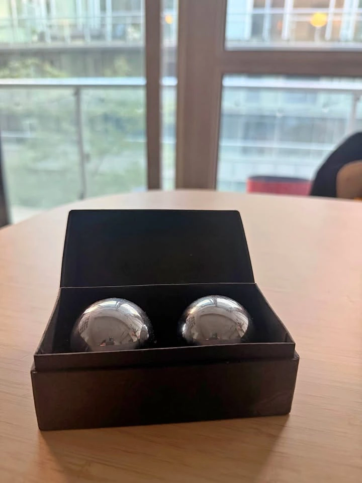 Stainless Steel Baoding Balls Set, 1.2 Inches
