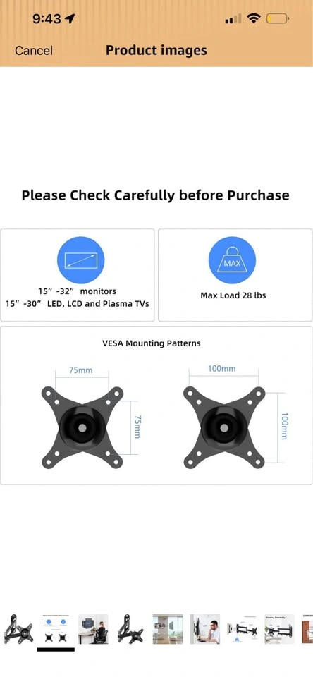 Monitor/TV wall mount (2 available) - photo 3