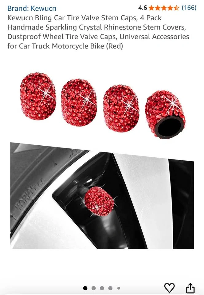 Car Tire Valve Stem Caps, 4 Pack Sparkling Crystal Rhinestone - photo 2