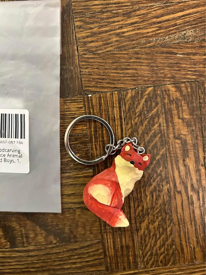 Fox wooden keychain