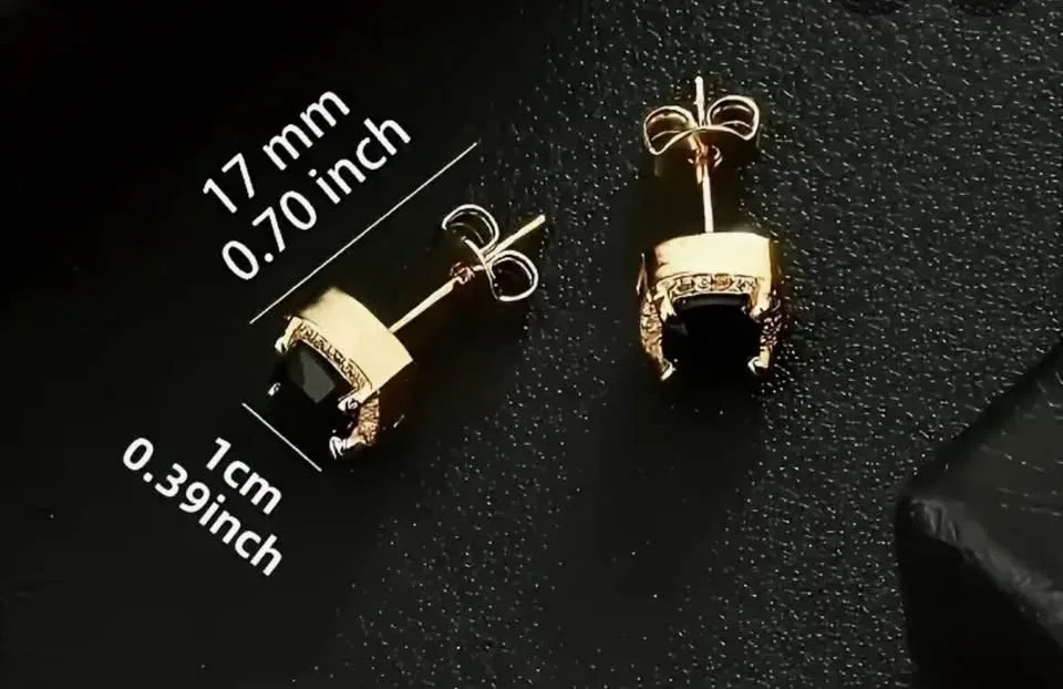Unisex Black & Gold Studs 18K Gold Plated - photo 2