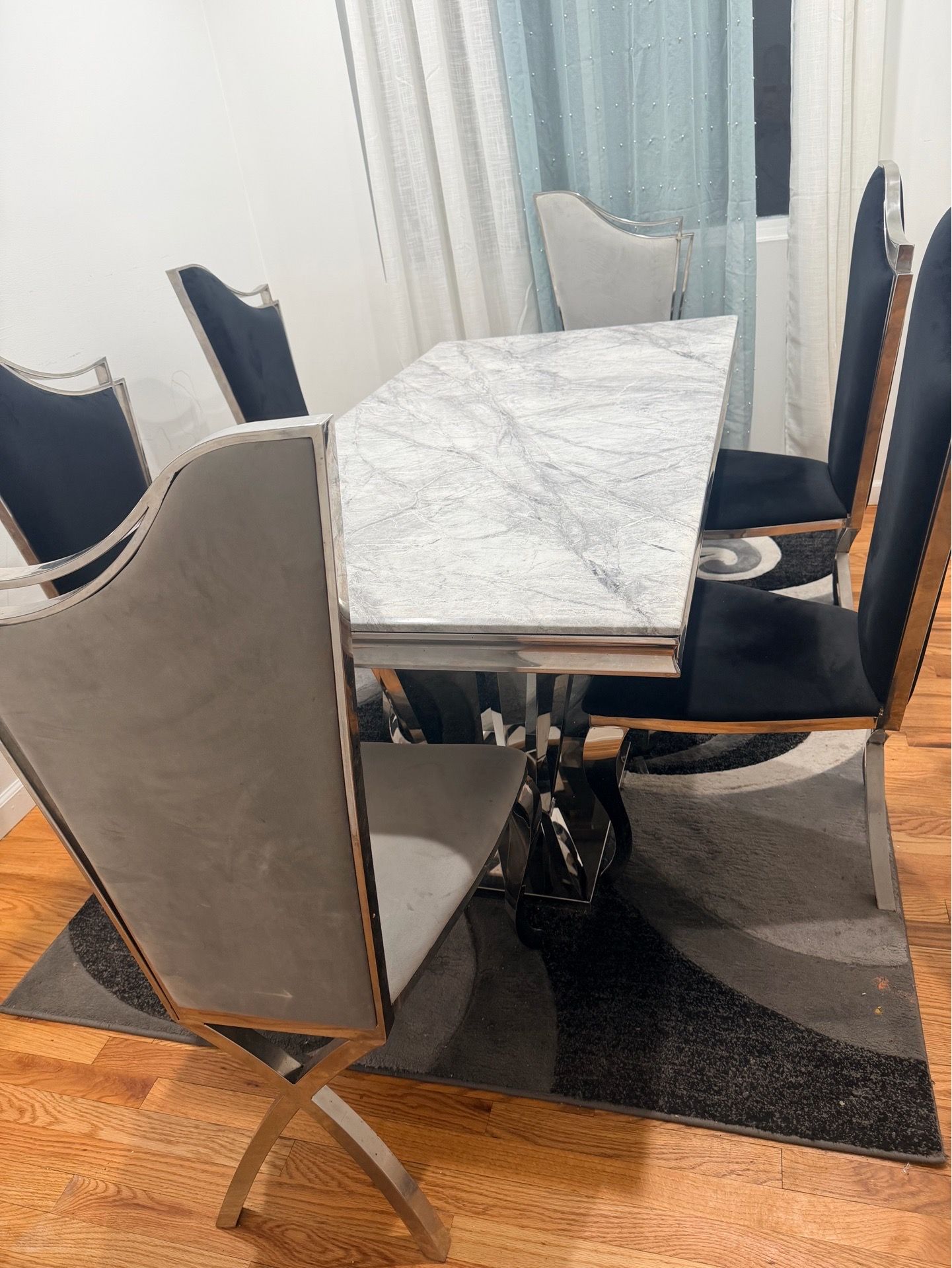 Modern Marble Dining Table Set with 6 Chairs