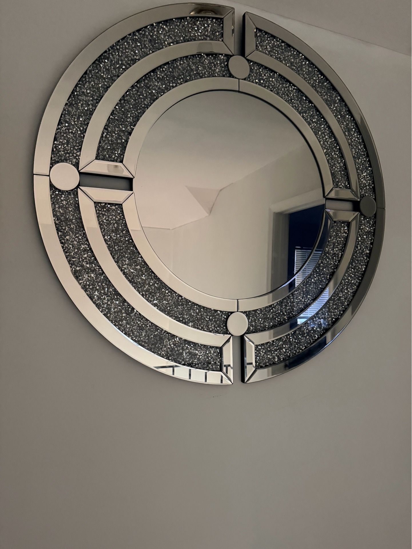 Large Round Silver Wall Mirror – Modern Decorative Mirror - photo 2