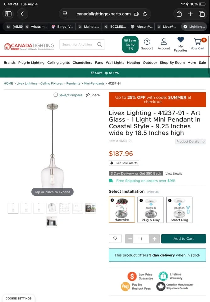 Livex® Glass Pendant light - photo 4
